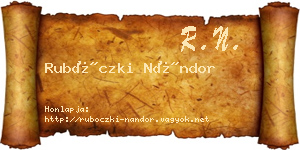 Rubóczki Nándor névjegykártya